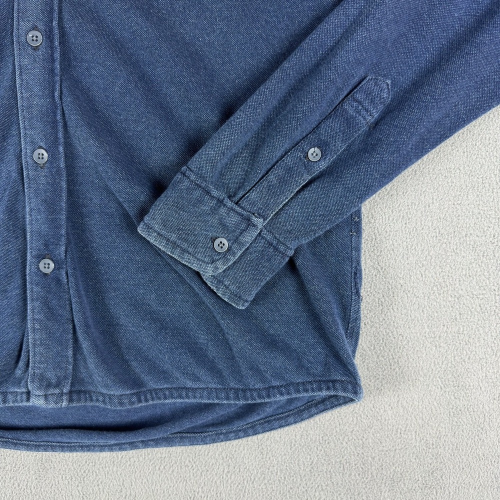 Faherty Shirt Large Blue Indigo Dyed Cotton Minimalist Outdoor Nature Office - Picture 4 of 8